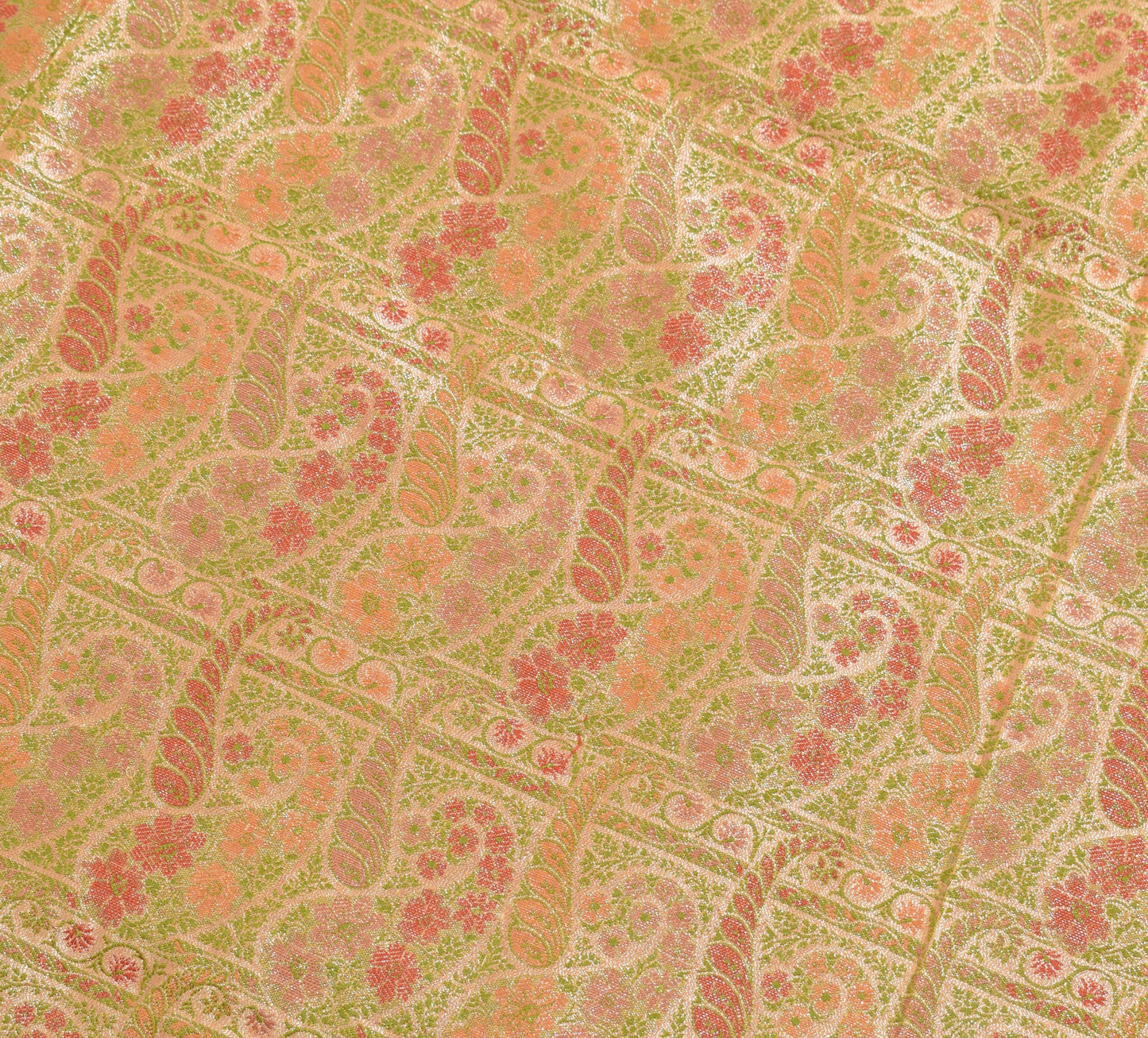 Sushila Vintage Pure Tussar Silk Saree Woven Embroidered Rust Indian Sari Fabric