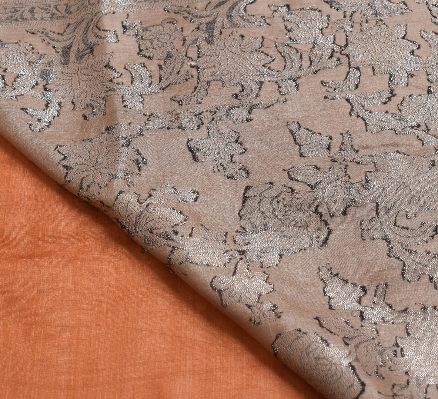 Sushila Vintage Rust Saree Pure Tussar silk Woven Embroidered Soft Sari Fabric