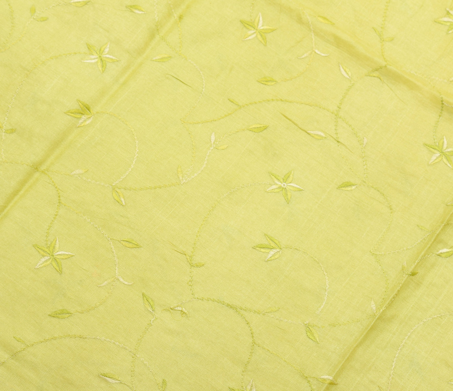 Sushila Vintage Green Floral Saree Pure Tussar Silk Woven Embroidery Sari Fabric