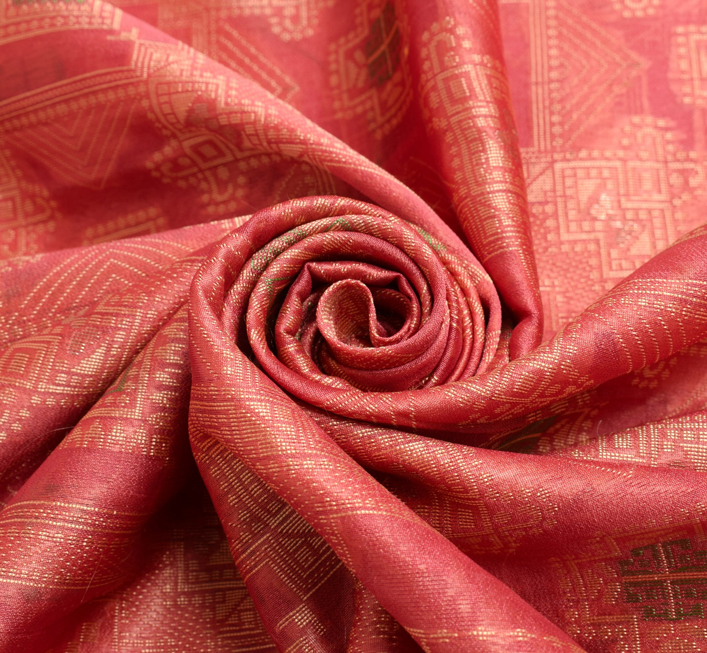 Sushila Vintage 100% Pure Silk Saree All Over Woven Geometrical 5YD Sari Fabric
