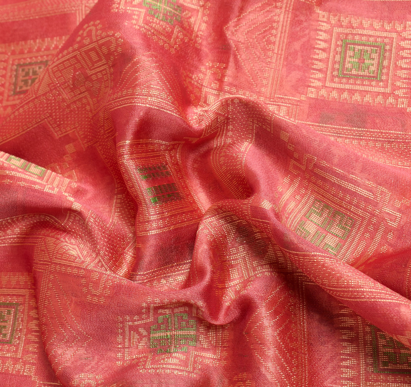 Sushila Vintage 100% Pure Silk Saree All Over Woven Geometrical 5YD Sari Fabric