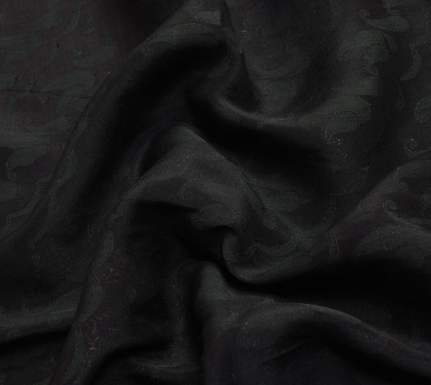 Sushila Vintage Black Saree 100%Pure Silk All Over Woven Floral Soft Sari Fabric
