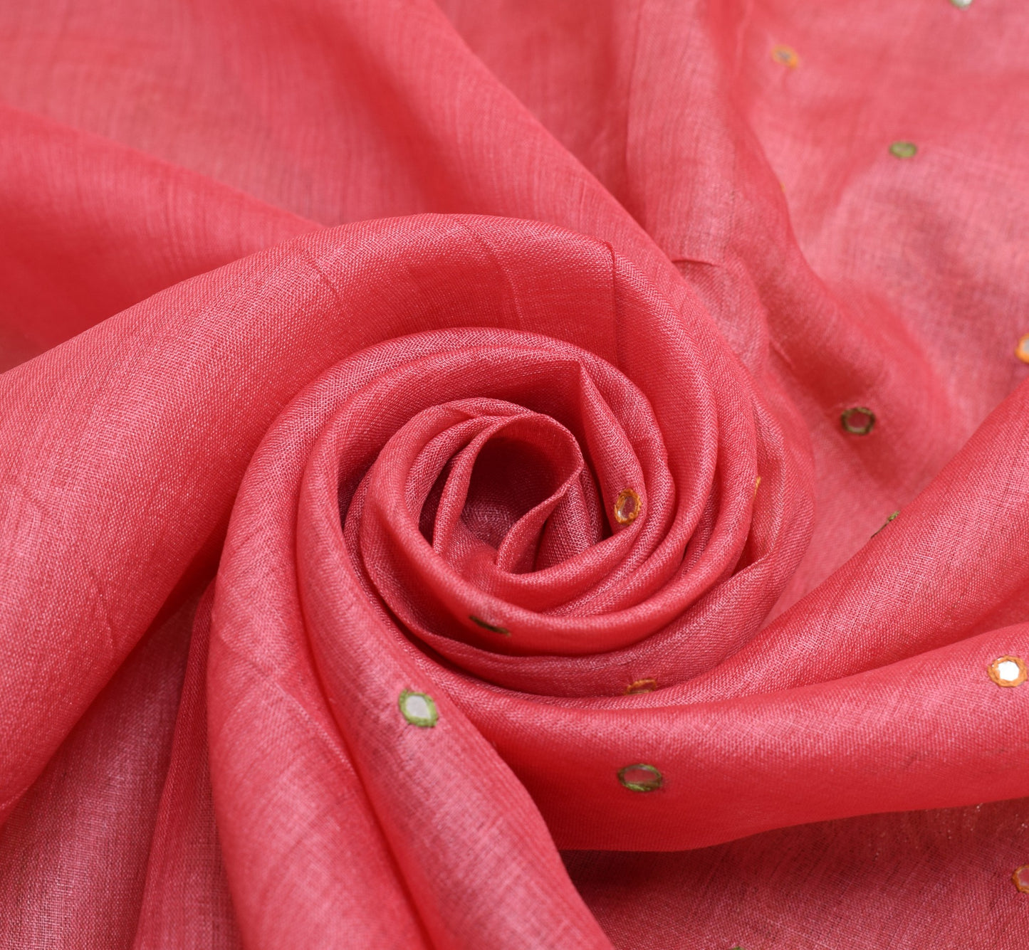 Sushila Vintage Pink Saree 100% Pure Tussar Silk Woven Mirror Work Sari Fabric