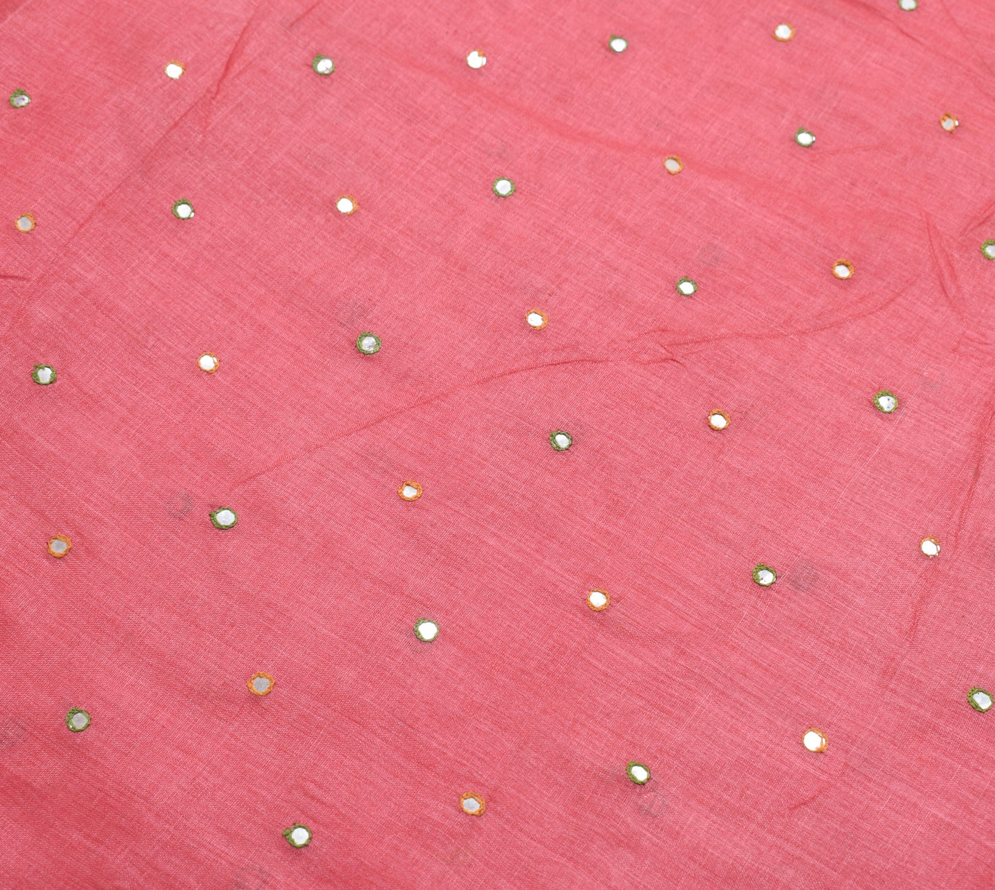 Sushila Vintage Pink Saree 100% Pure Tussar Silk Woven Mirror Work Sari Fabric