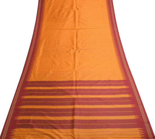 Sushila Vintage Orange Silk Saree Woven Chettinad/Kandangi Sari Blouse Fabric