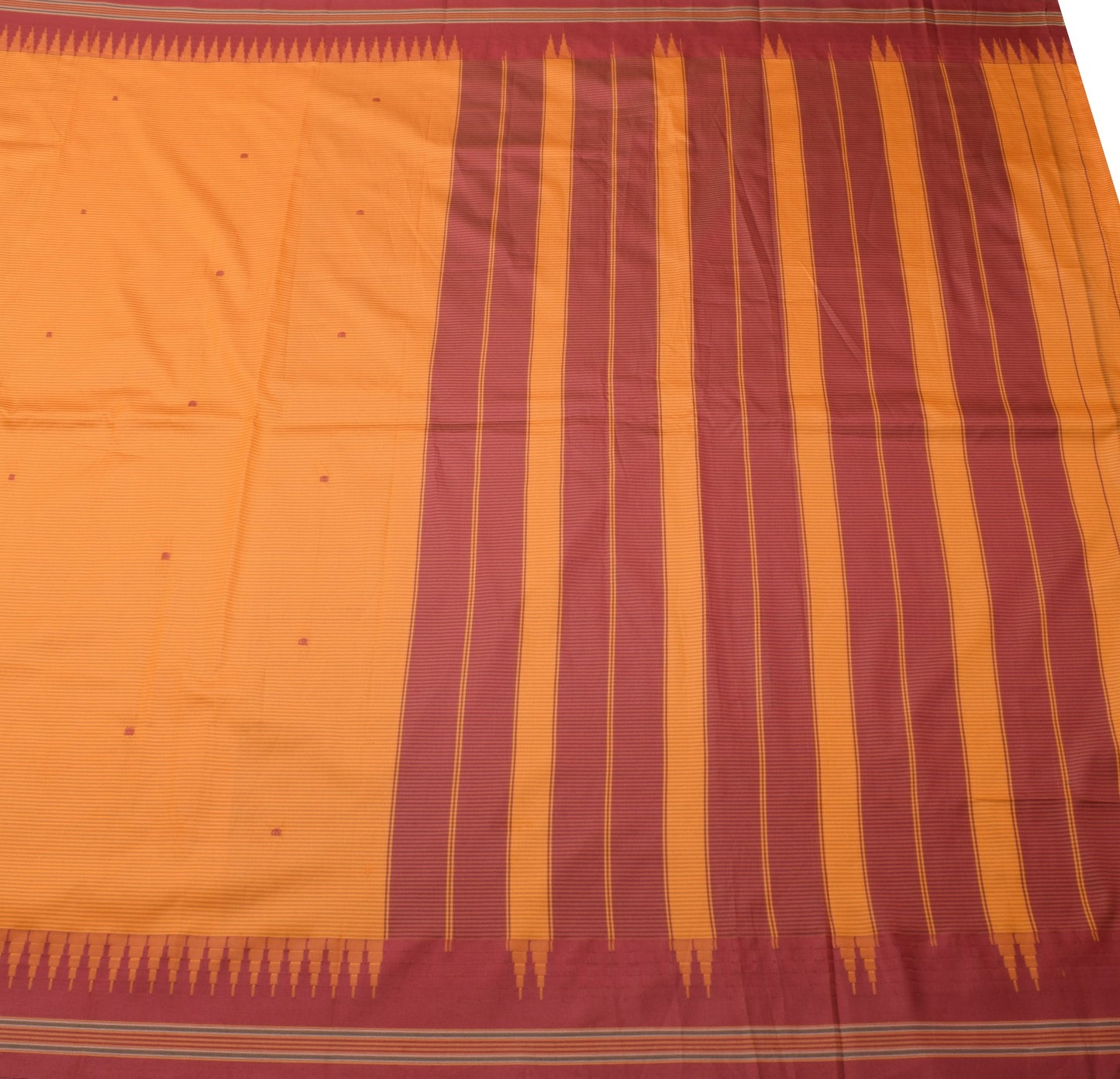 Sushila Vintage Orange Silk Saree Woven Chettinad/Kandangi Sari Blouse Fabric