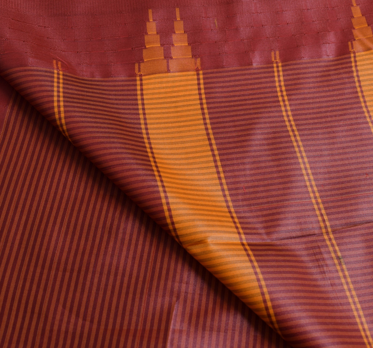Sushila Vintage Orange Silk Saree Woven Chettinad/Kandangi Sari Blouse Fabric