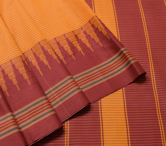 Sushila Vintage Orange Silk Saree Woven Chettinad/Kandangi Sari Blouse Fabric