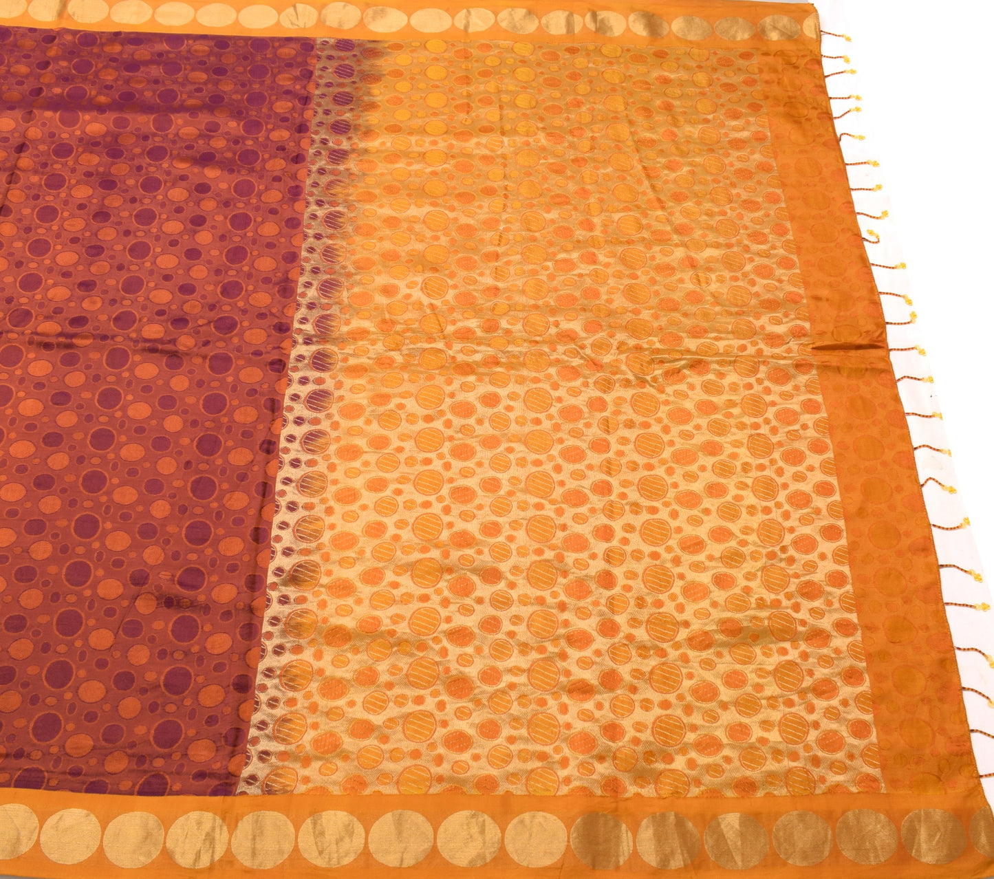 Sushila Vintage Pure Purple Saree Pure Silk Polka Dot Dual Tone Soft Sari Fabric