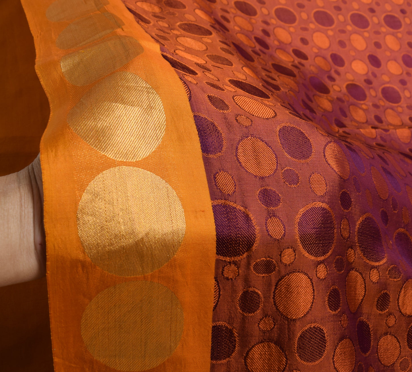Sushila Vintage Pure Purple Saree Pure Silk Polka Dot Dual Tone Soft Sari Fabric