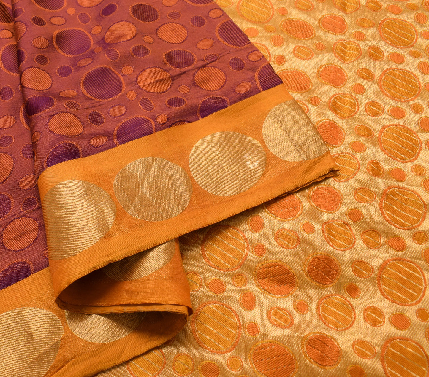 Sushila Vintage Pure Purple Saree Pure Silk Polka Dot Dual Tone Soft Sari Fabric