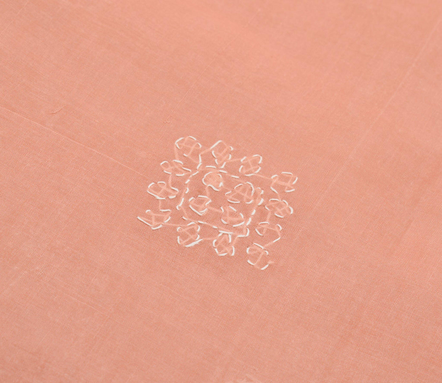 Sushila Vintage Dark Peach Saree Art Cotton Lucknow Chikankari 5YD Sari Fabric