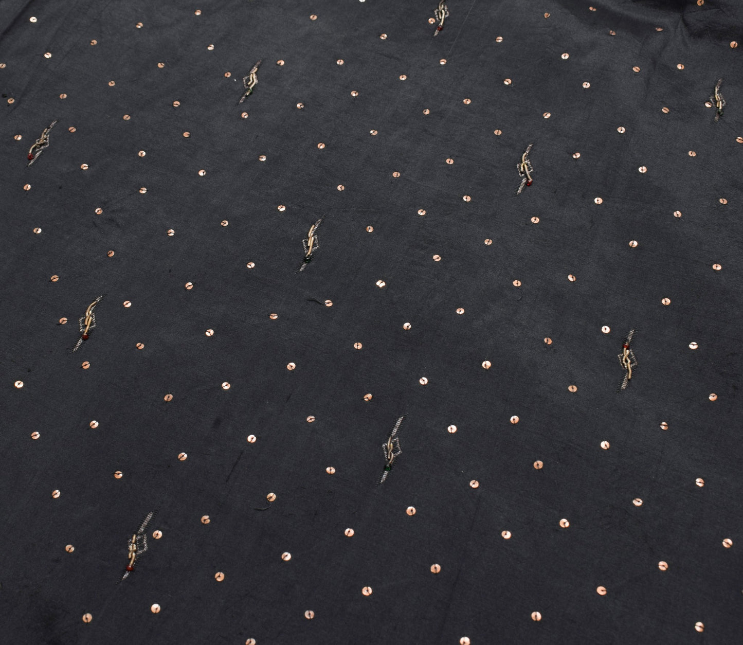 Sushila Vintage Black Saree 100% Pure Silk Hand Beaded Zardozi Soft Sari Fabric