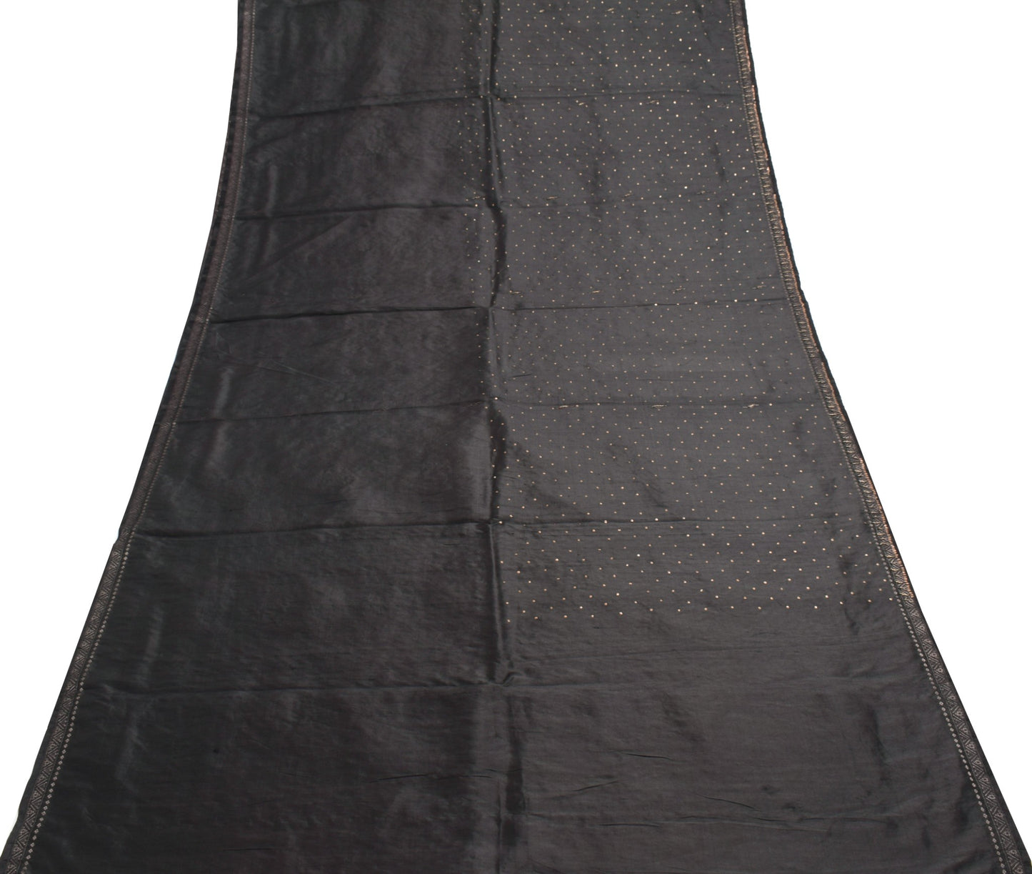 Sushila Vintage Black Saree 100% Pure Silk Hand Beaded Zardozi Soft Sari Fabric