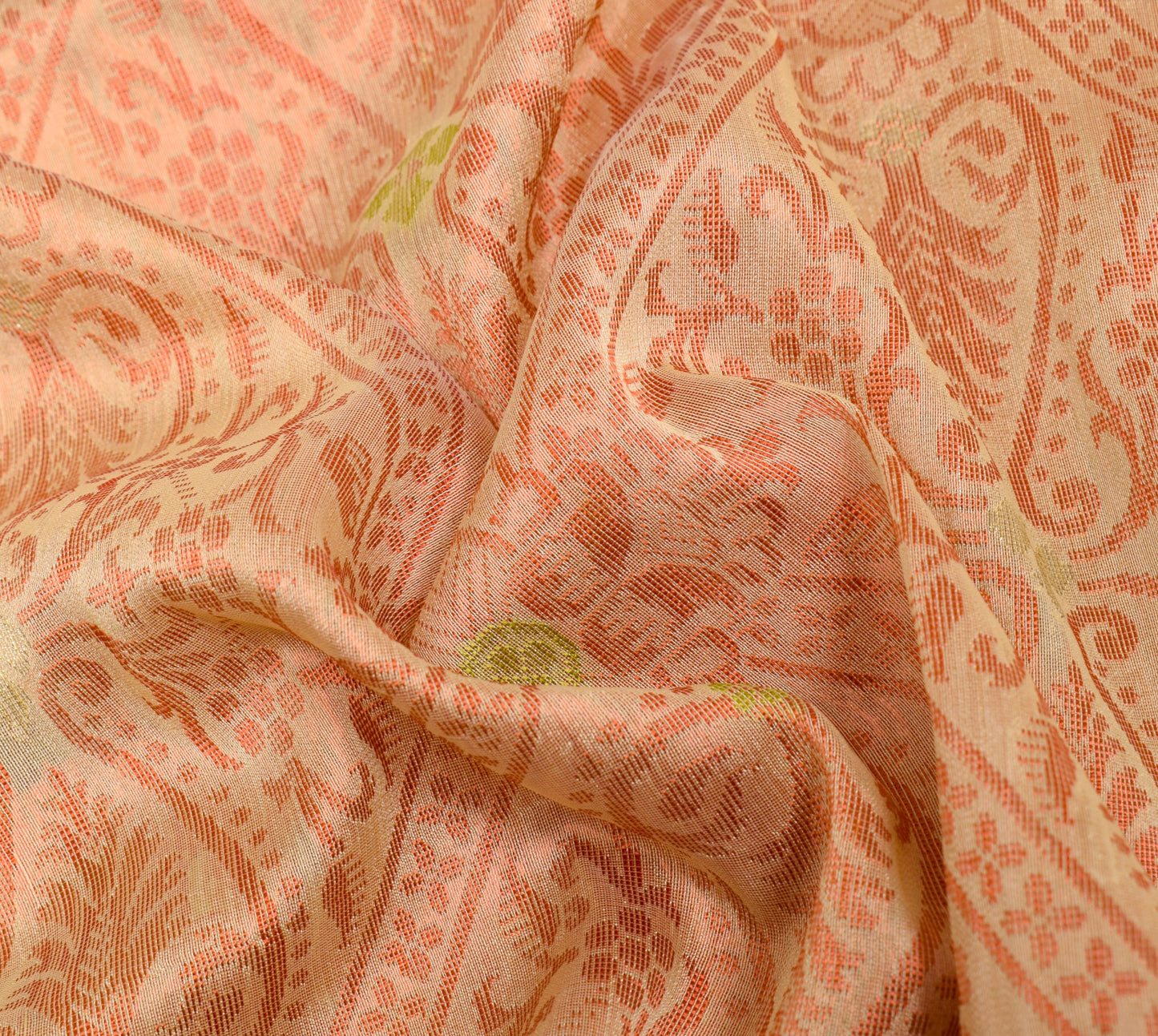 Sushila Vintage Beige Classy Saree 100% Pure Silk All Over Woven 5YD Sari Fabric