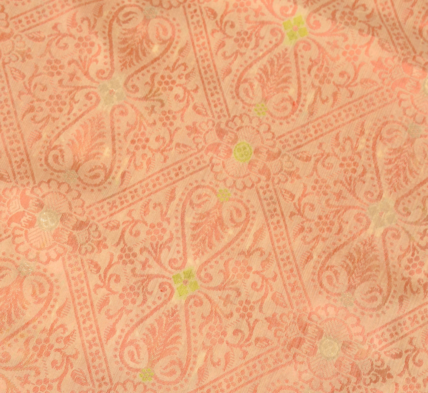 Sushila Vintage Beige Classy Saree 100% Pure Silk All Over Woven 5YD Sari Fabric