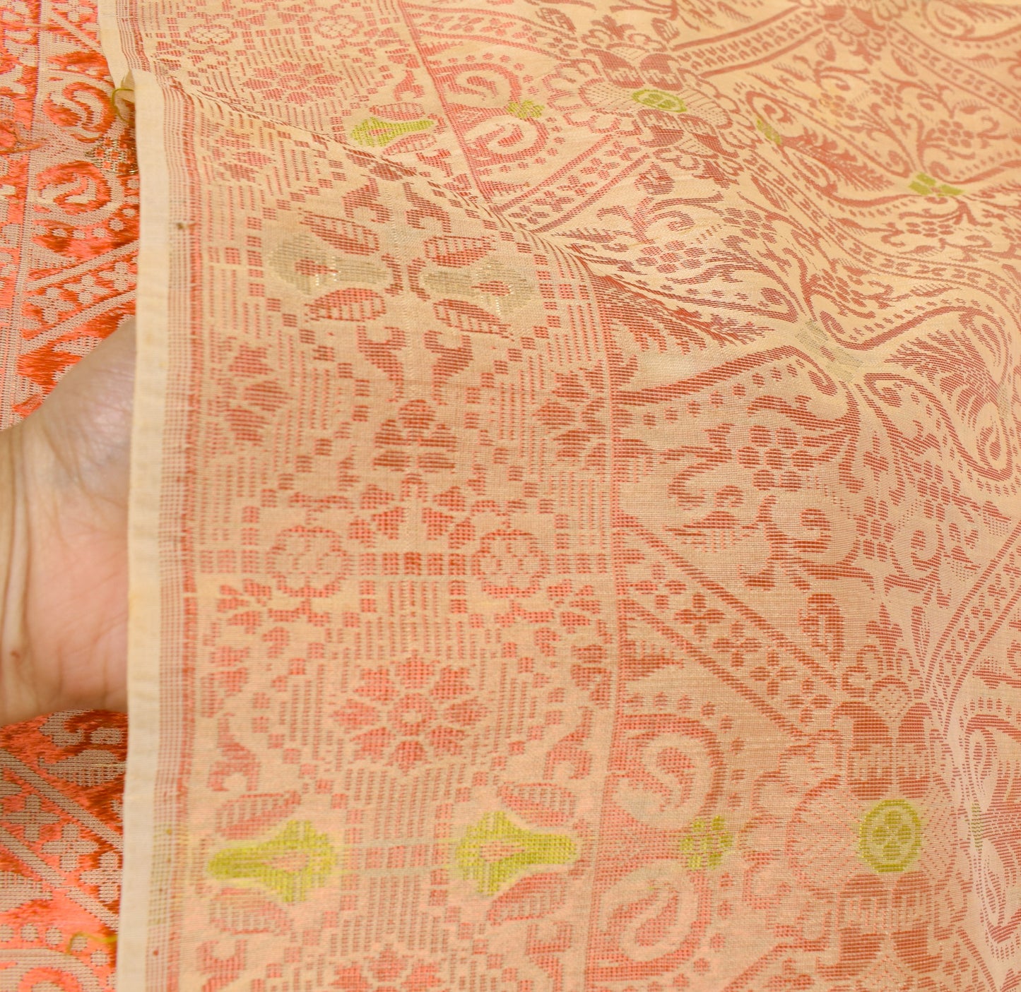 Sushila Vintage Beige Classy Saree 100% Pure Silk All Over Woven 5YD Sari Fabric