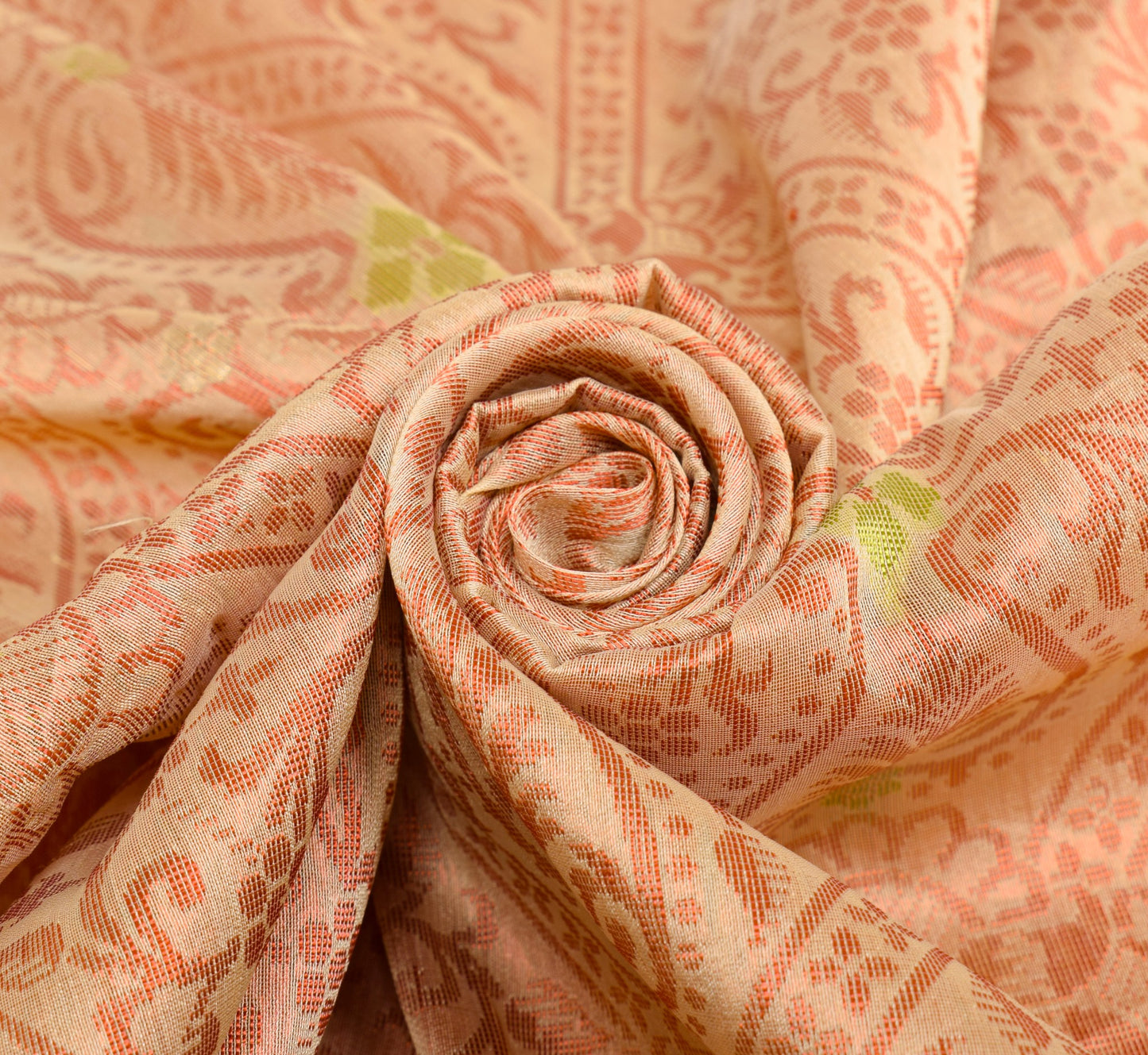 Sushila Vintage Beige Classy Saree 100% Pure Silk All Over Woven 5YD Sari Fabric