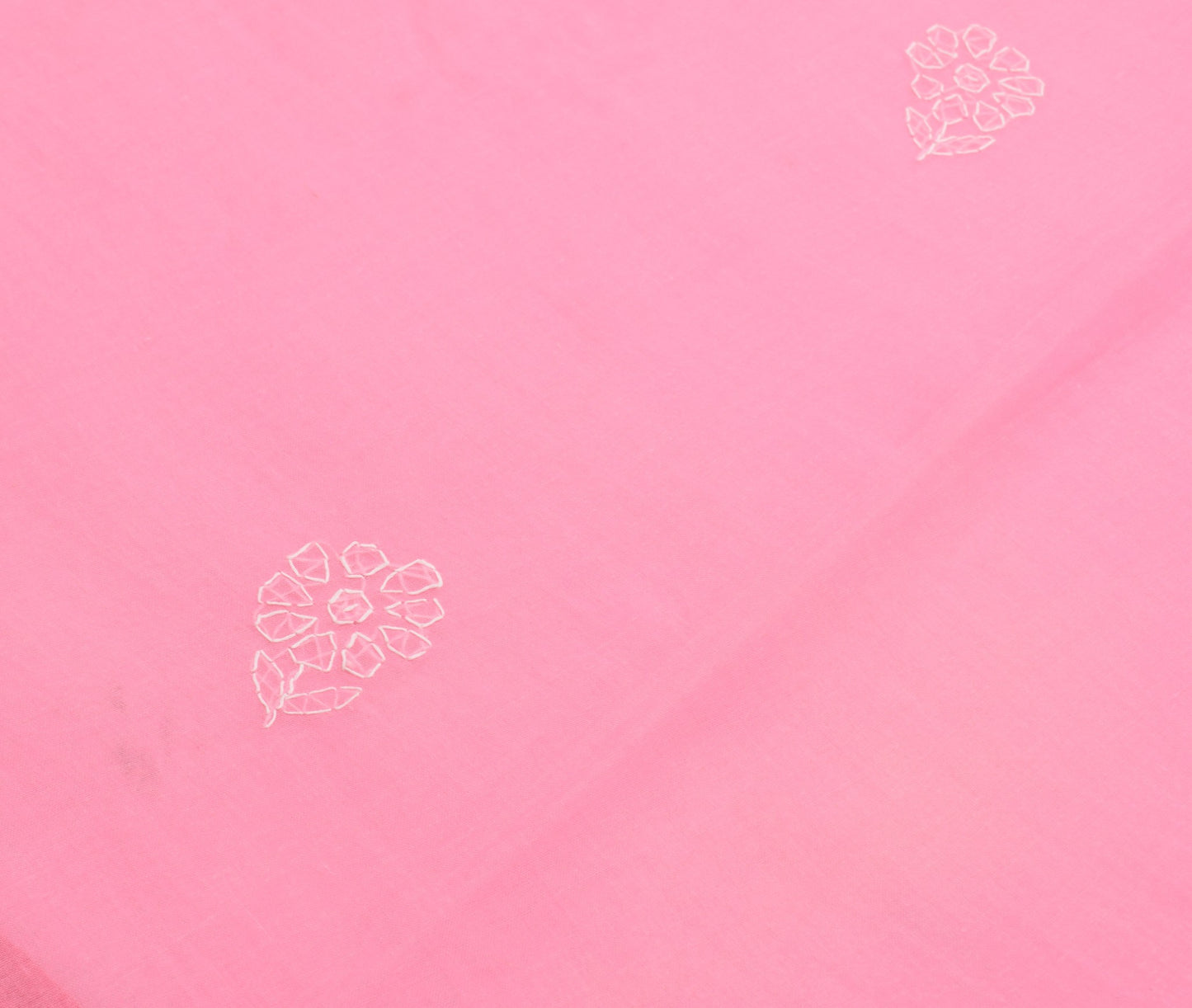 Sushila Vintage Pink Sari Art Cotton Lucknowi Chikankari Embroidery Saree Fabric