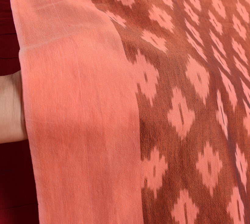 Sushila Vintage Pochampally Saree Hand Woven Ikat Patola Pure Cotton Sari Fabric