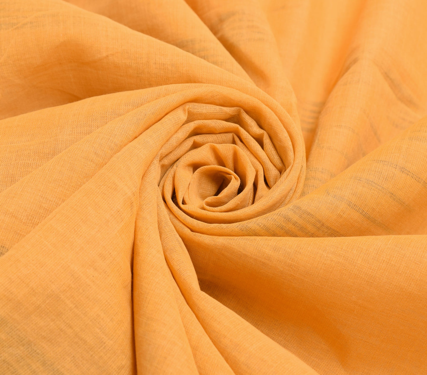 Sushila Vintage Pastel Orange Saree Tant Woven Pure Cotton Bengal Sari Fabric