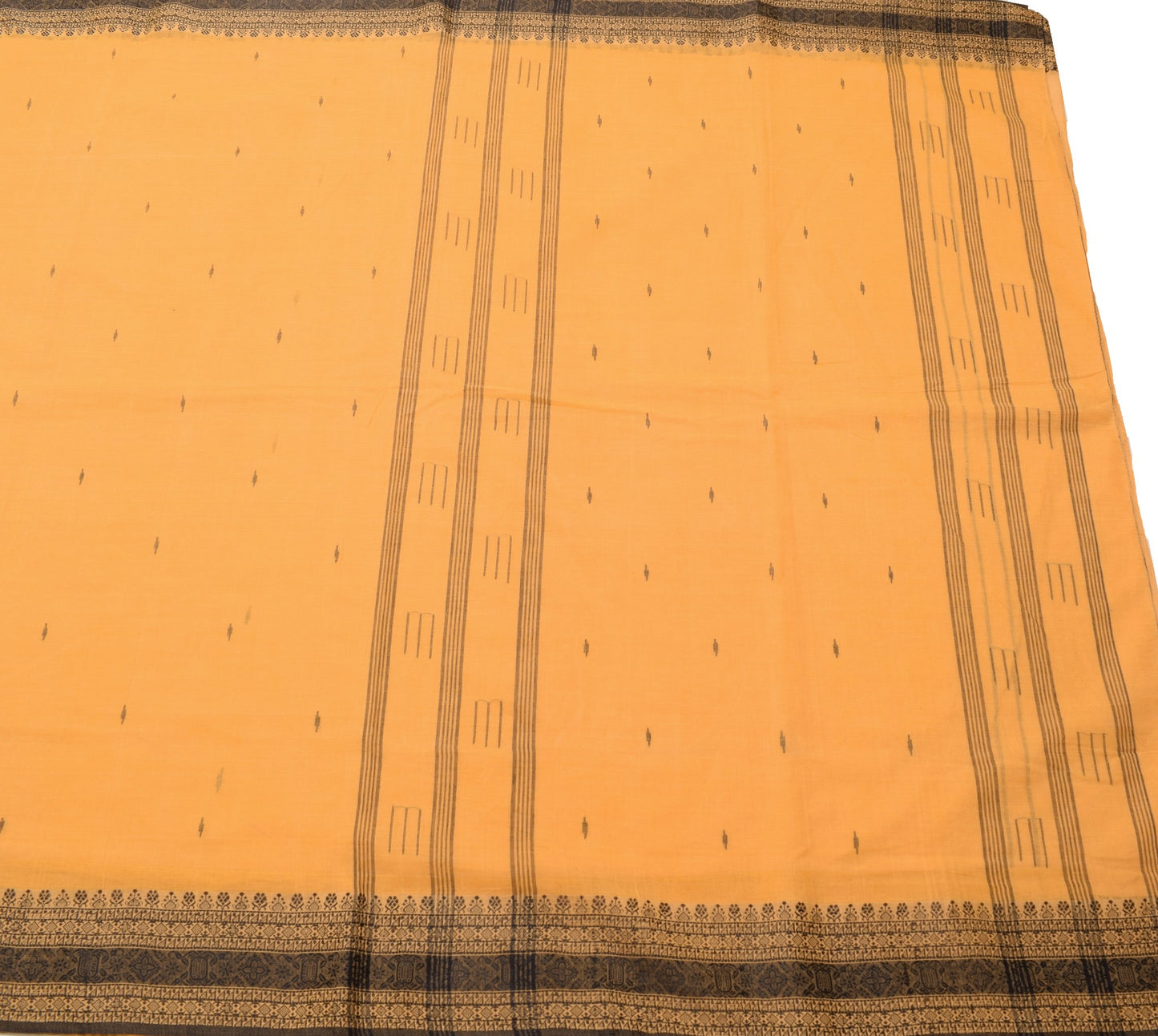 Sushila Vintage Pastel Orange Saree Tant Woven Pure Cotton Bengal Sari Fabric