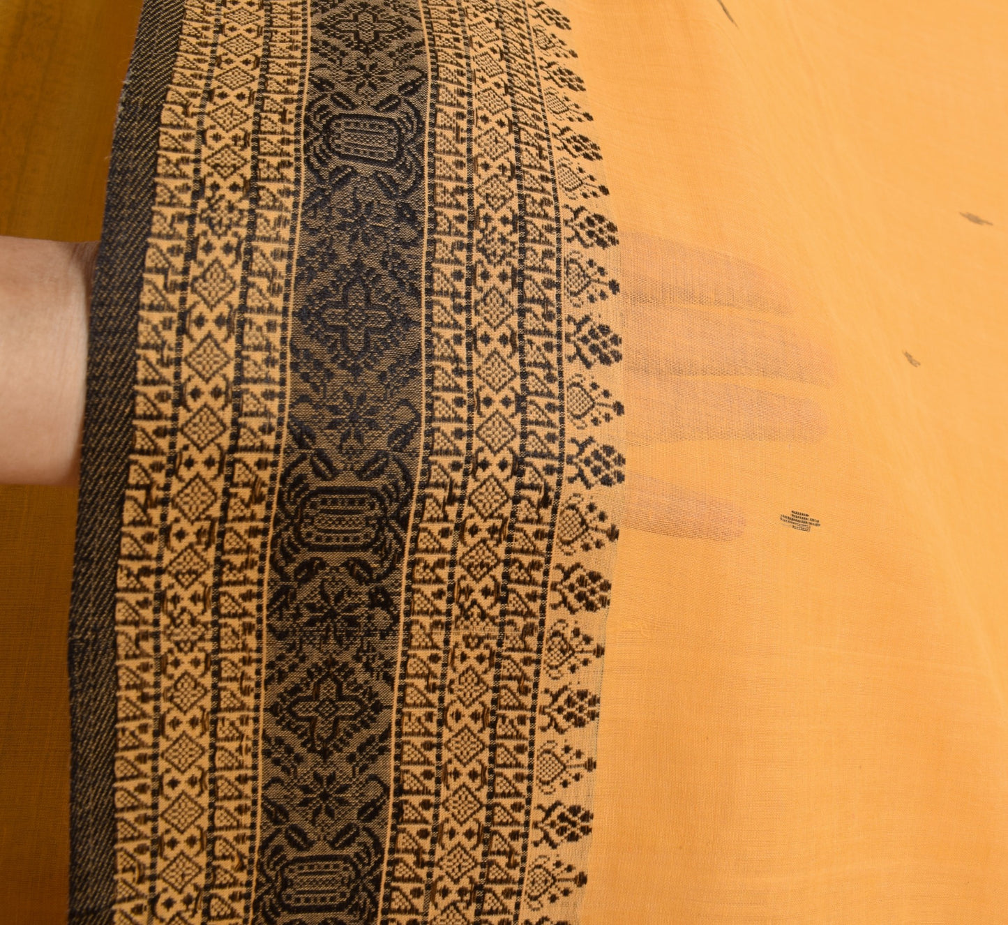 Sushila Vintage Pastel Orange Saree Tant Woven Pure Cotton Bengal Sari Fabric