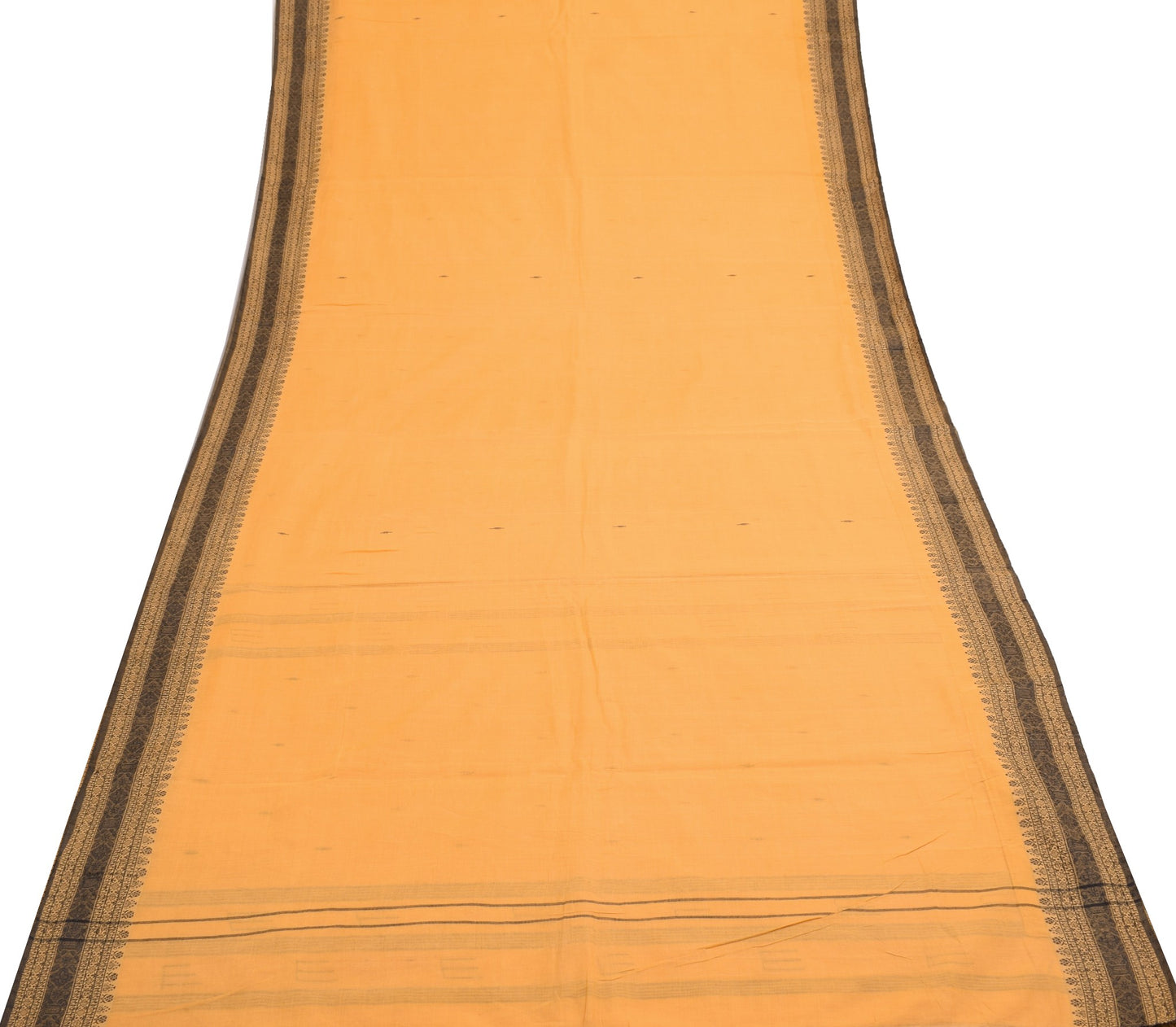 Sushila Vintage Pastel Orange Saree Tant Woven Pure Cotton Bengal Sari Fabric