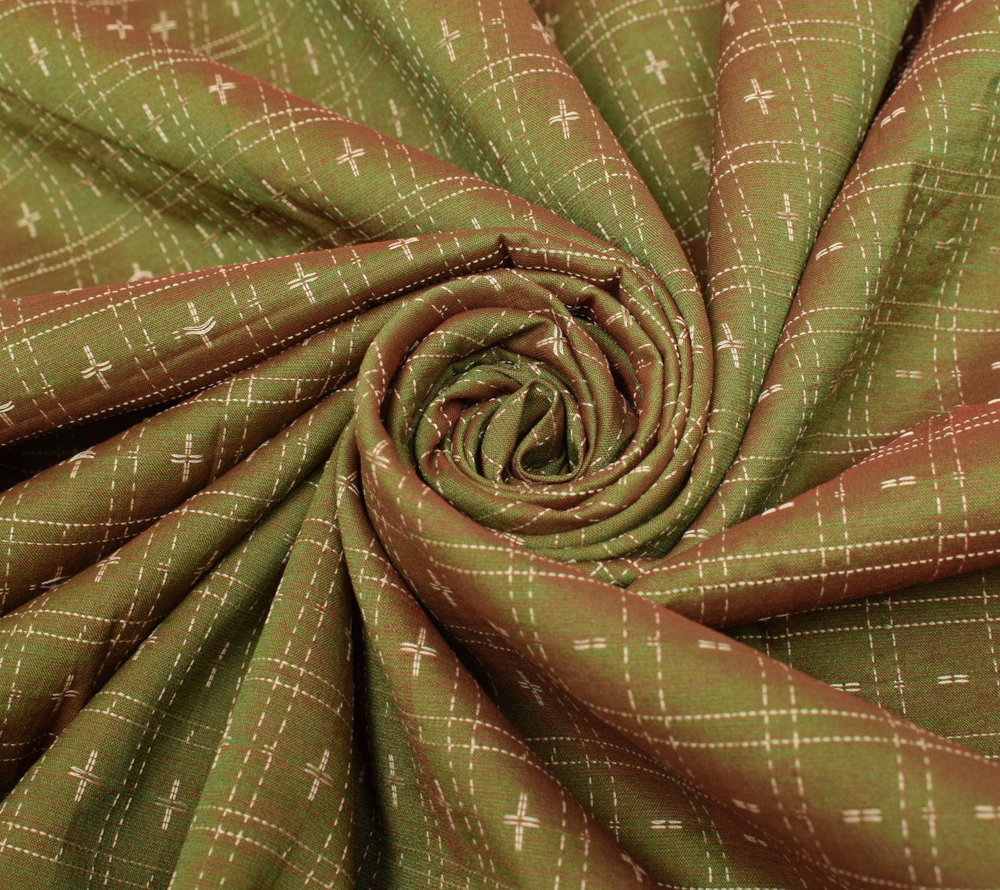 Sushila Vintage Green Dual Tone Saree Pure Cotton Silk Hand Woven Sari Fabric