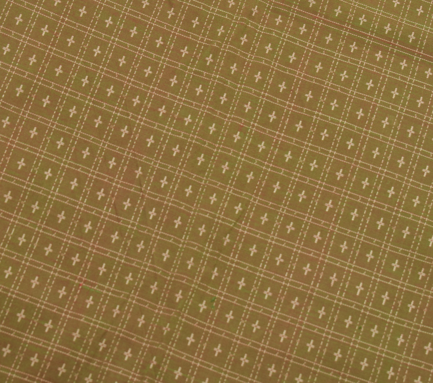 Sushila Vintage Green Dual Tone Saree Pure Cotton Silk Hand Woven Sari Fabric