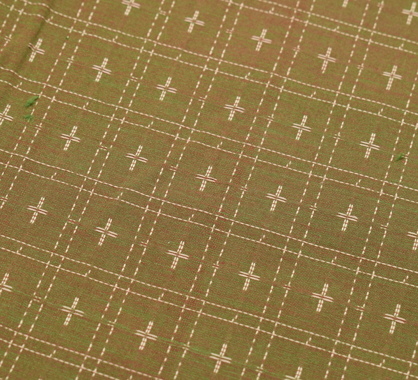 Sushila Vintage Green Dual Tone Saree Pure Cotton Silk Hand Woven Sari Fabric