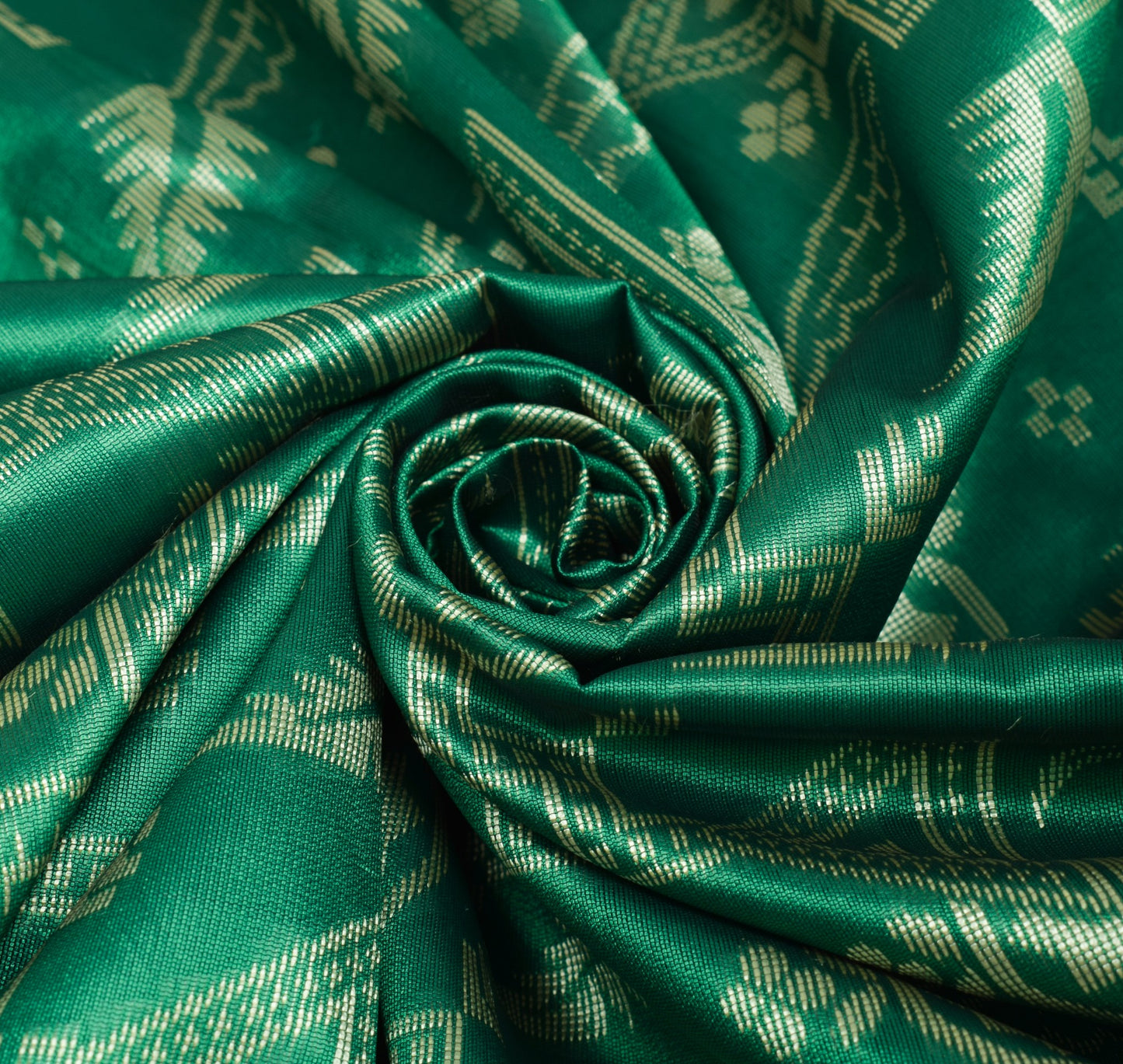 Sushila Vintage Green Saree Art Silk Woven Floral Indian Sari With Blouse Fabric