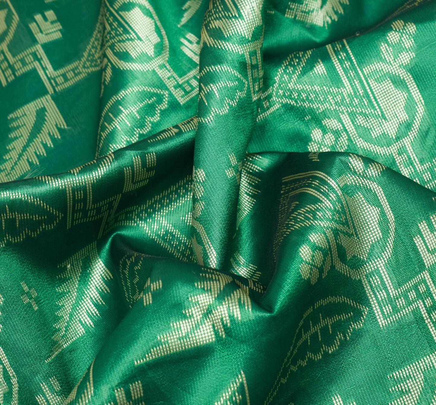 Sushila Vintage Green Saree Art Silk Woven Floral Indian Sari With Blouse Fabric