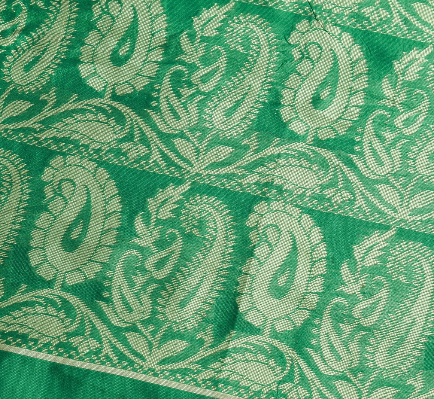 Sushila Vintage Green Saree Art Silk Woven Floral Indian Sari With Blouse Fabric