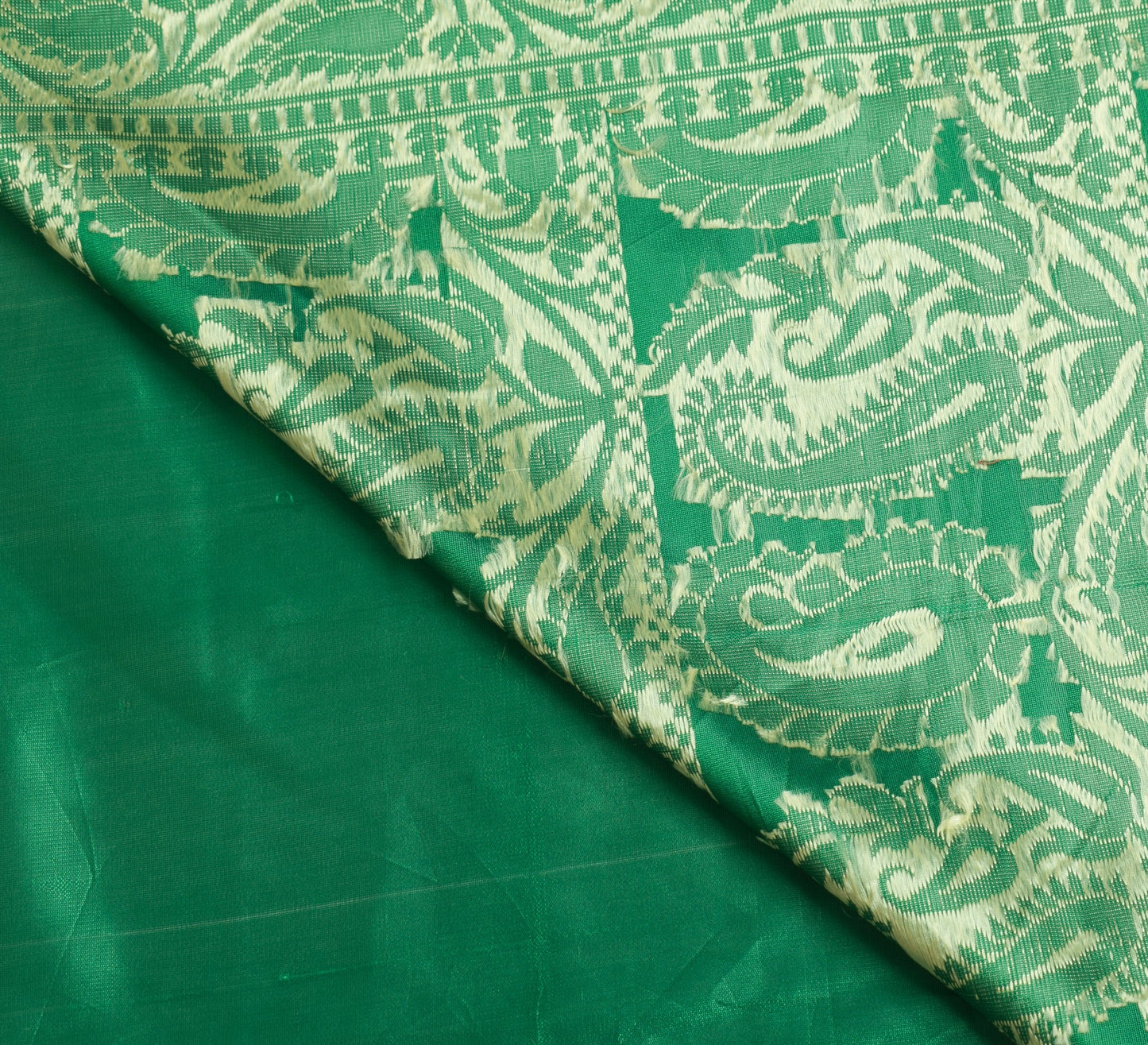 Sushila Vintage Green Saree Art Silk Woven Floral Indian Sari With Blouse Fabric