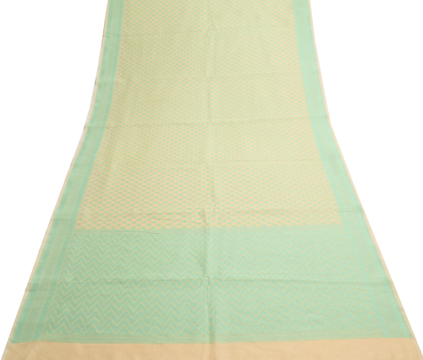Sushila Vintage Cream Floral Saree Art Silk Floral Woven Traditional Sari Fabric