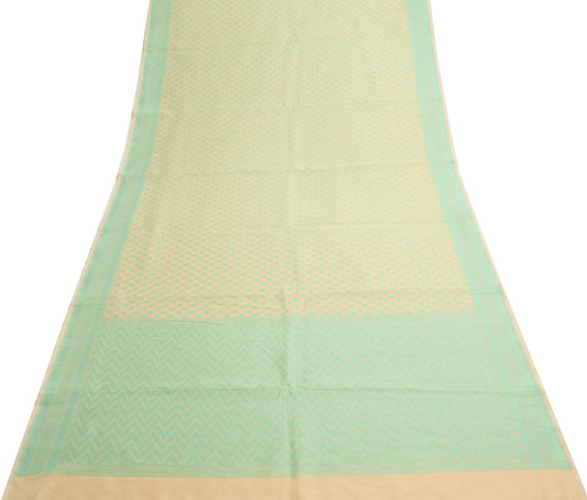 Sushila Vintage Cream Floral Saree Art Silk Floral Woven Traditional Sari Fabric