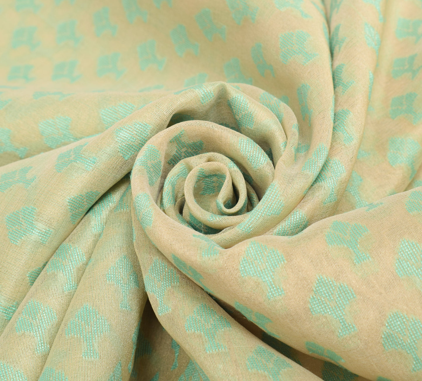 Sushila Vintage Cream Floral Saree Art Silk Floral Woven Traditional Sari Fabric