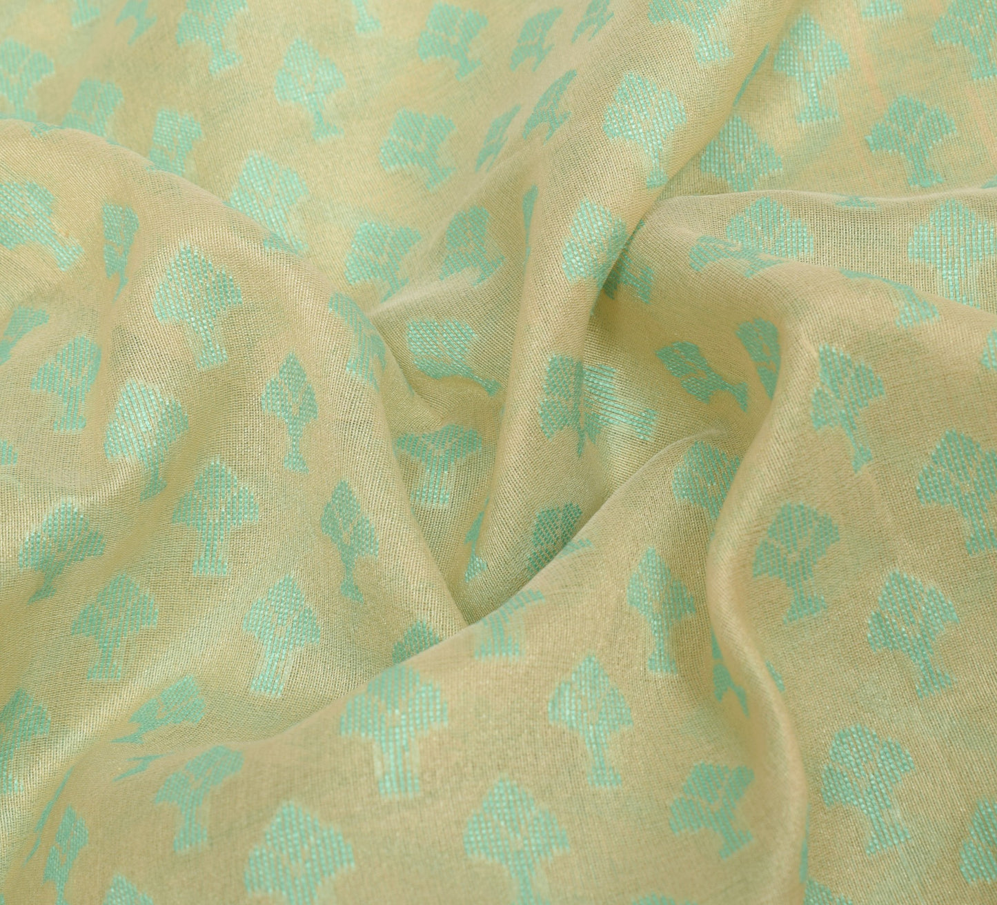 Sushila Vintage Cream Floral Saree Art Silk Floral Woven Traditional Sari Fabric
