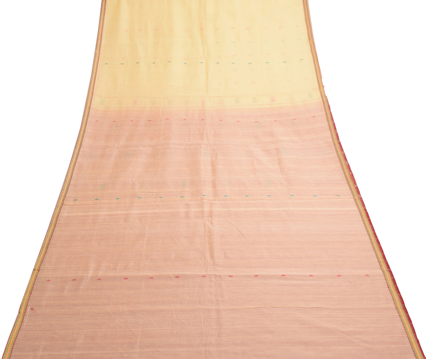 Sushila Vintage Cream Woven Saree 100% Pure Cotton Sari with Blouse Fabric