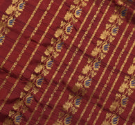 Sushila Vintage Maroon Kanjivaram Saree 100% Pure Silk Zari Brocade Sari Fabric