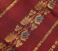 Sushila Vintage Maroon Kanjivaram Saree 100% Pure Silk Zari Brocade Sari Fabric