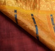 Sushila Vintage Maroon Kanjivaram Saree 100% Pure Silk Zari Brocade Sari Fabric