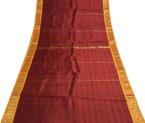 Sushila Vintage Maroon Kanjivaram Saree 100% Pure Silk Zari Brocade Sari Fabric