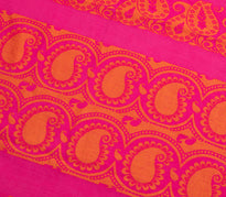 Sushila Vintage Magenta Saree 100% Pure Cotton Paisley Woven Soft Sari Fabric