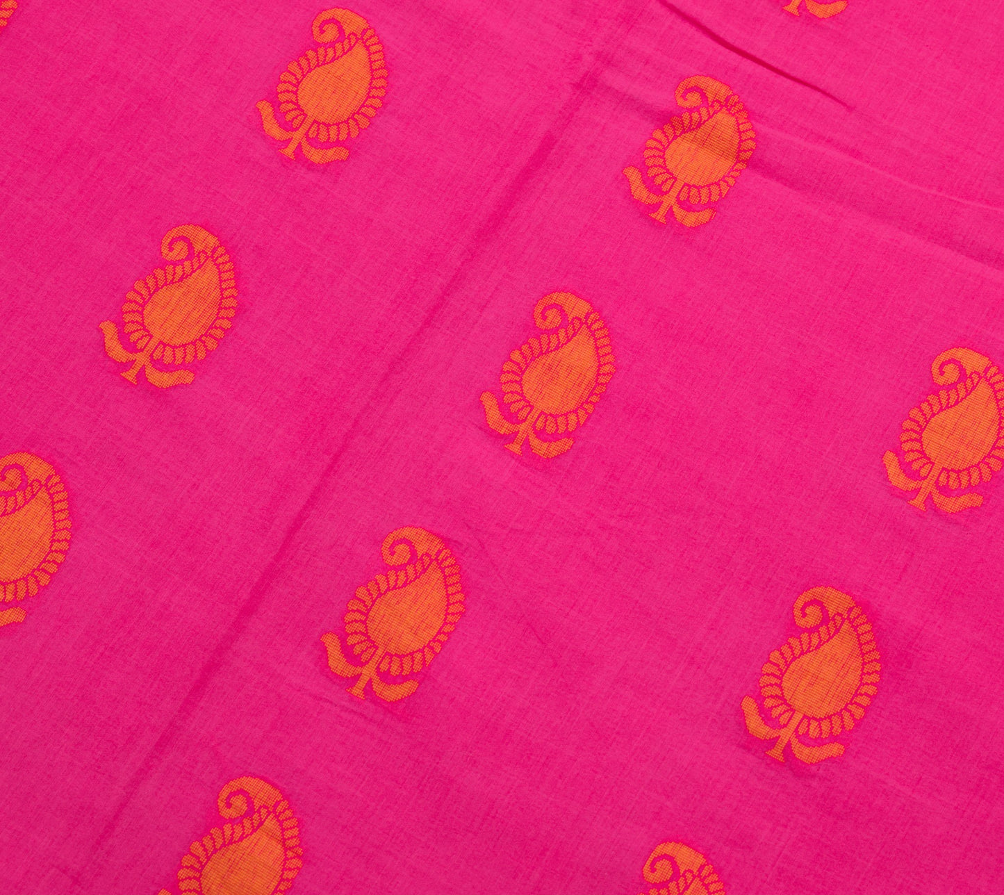 Sushila Vintage Magenta Saree 100% Pure Cotton Paisley Woven Soft Sari Fabric
