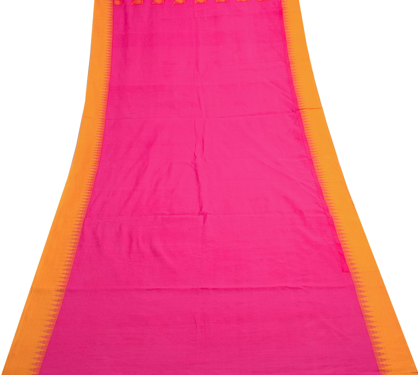 Sushila Vintage Magenta Saree 100% Pure Cotton Paisley Woven Soft Sari Fabric