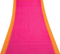 Sushila Vintage Magenta Saree 100% Pure Cotton Paisley Woven Soft Sari Fabric