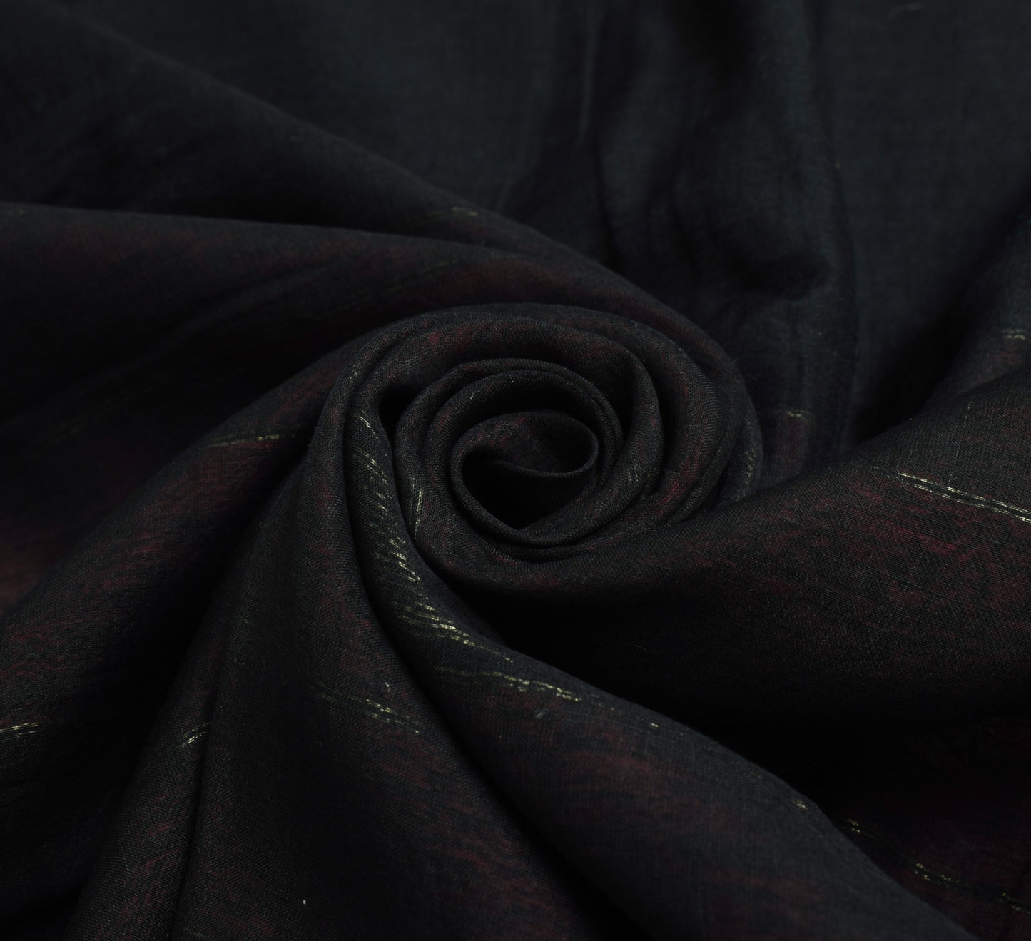 Sushila Vintage Black Saree 100% Pure Cotton Gold Zari Brocade Soft Sari Fabric
