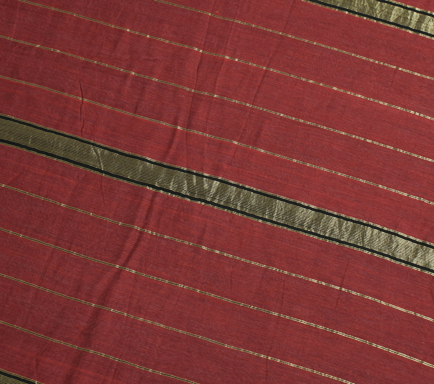 Sushila Vintage Black Saree 100% Pure Cotton Gold Zari Brocade Soft Sari Fabric